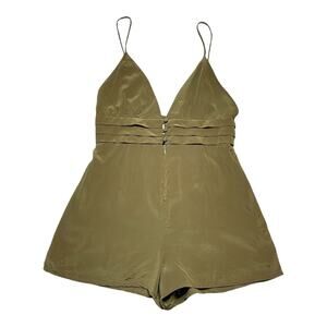 Stone Cold Fox Silk Olive Green Cami Romper Size 2/Medium